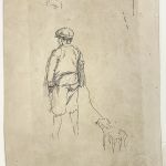 UNTITLED:  STANDING MAN WITH CAP and BOY WITH DOG