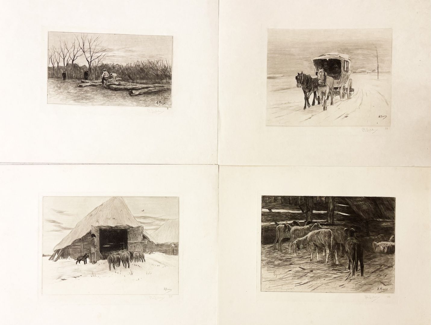 FOUR ETCHINGS AFTER PAINTINGS.