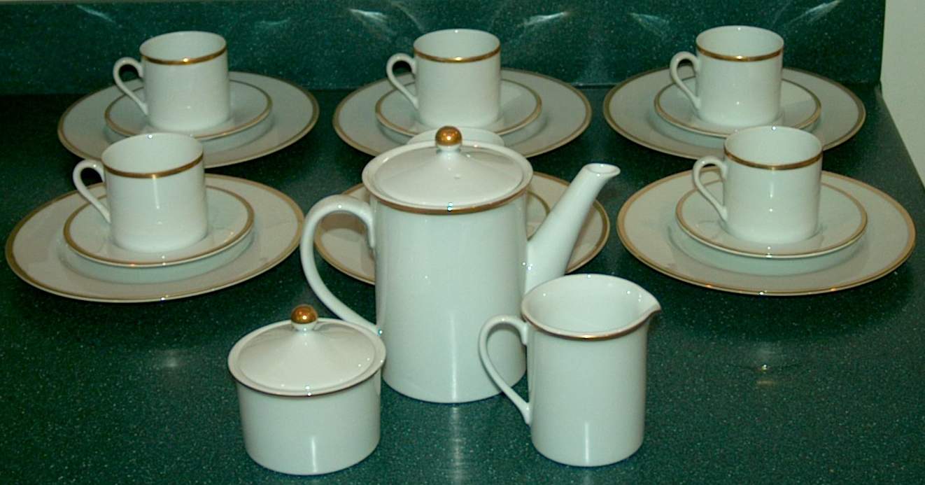 FINE PORCELAIN COFFEE SERVICE FROM GUMP'S