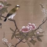 PAINTING WITH BIRD AND FLOWERS