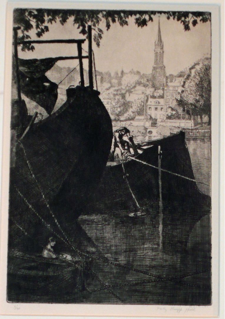 UNTITLED [RIVER SCENE WITH BOATS AND TOWNSCAPE]