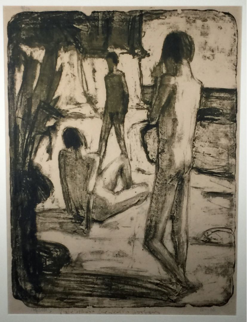 BADENDE MANNER (THREE MALE BATHERS AT THE SHORE)