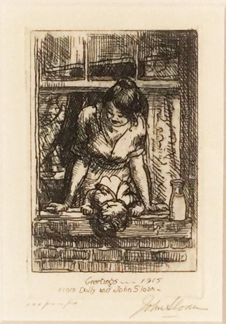 GREETINGS, 1915 or MOTHER AND CHILD AT THE WINDOW
