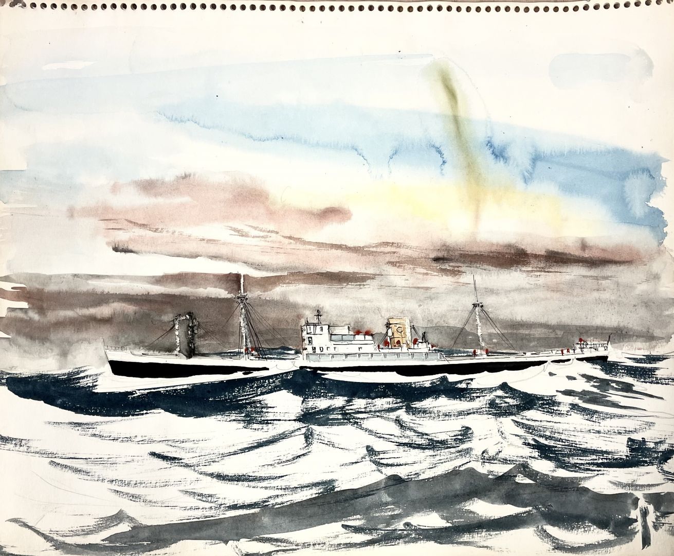 UNTITLED (DRAWING OF A BOAT #2; LIKELY IN ITALY)