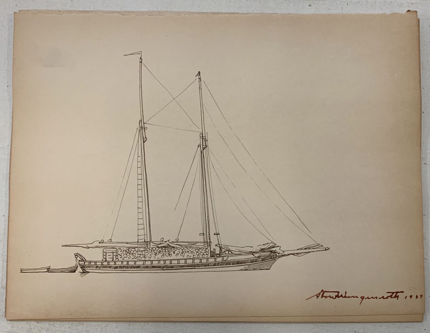 DRAWING OF A BOAT-LIKELY PORT CLYDE, ME